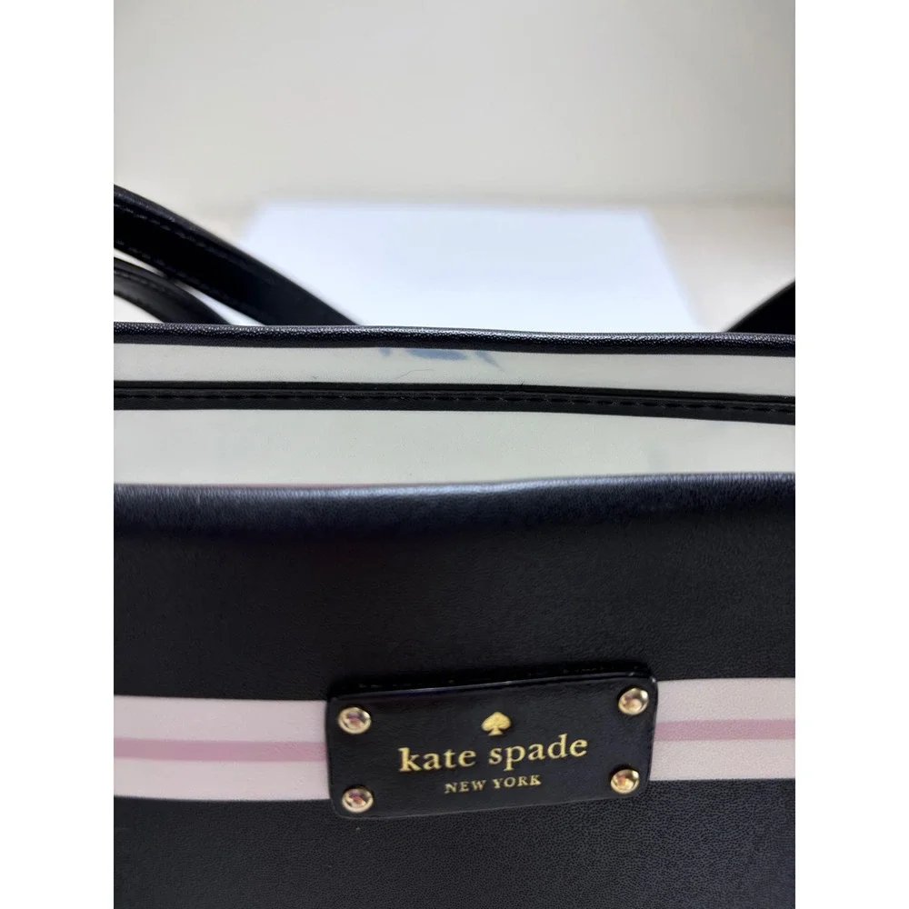Kate Spade New York Striped Baby Bag Diaper Tote Black Pink White with Pad